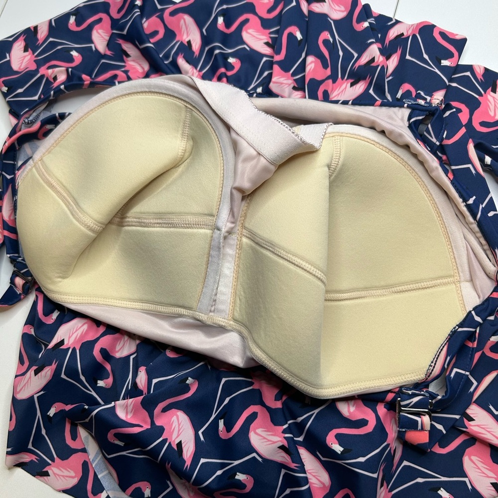 Eloquii‎ Ruffle Off The Shoulder Flamingo One piece Swimsuit Size 16W Beach - Picture 6 of 13